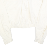 LEVI'S Womens White Cotton Cropped Button Jacket L Plain Long Sleeve Casual