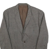 FREY Mens Brown & Grey Houndstooth Button Jacket L Woven Classic Tailored