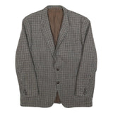 FREY Mens Brown & Grey Houndstooth Button Jacket L Woven Classic Tailored