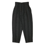 Womens Black Relaxed Wool Blend Stripe Trousers W26 L28 Stylish Zip Closure