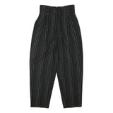 Womens Black Relaxed Wool Blend Stripe Trousers W26 L28 Stylish Zip Closure