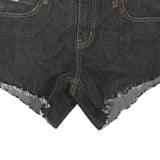 Womens Black Cotton Blend Denim Casual Shorts M W30 Frayed Hem