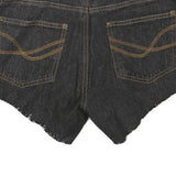 Womens Black Cotton Blend Denim Casual Shorts M W30 Frayed Hem