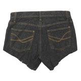Womens Black Cotton Blend Denim Casual Shorts M W30 Frayed Hem