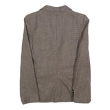 SIR Womens Brown Wool Check Jacket S Woven Classic Button Closure Blazer