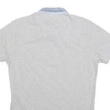 DIESEL Mens Grey & Blue Denim Collar Cotton Blend Short Sleeve Polo Shirt M