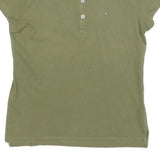 TOMMY HILFIGER Womens Green Short Sleeve Plain XS Polo Shirt Cotton Blend