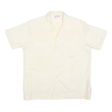ROMANI Mens Cream & Cotton Blend Shirt L Short Sleeve Button Closure Pockets