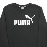 PUMA Mens Black Sweatshirt Crew Neck M Cotton Blend Logo Pullover