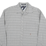 TOMMY HILFIGER Mens Grey Check Shirt L Cotton Blend Classic Fit Casual
