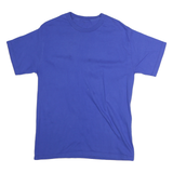 Mens Blue Plain Cotton T-Shirt M Short Sleeve Crew Neck Casual Basic