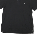 NAUTICA Mens Black Short Sleeve Plain Polo Shirt L Cotton Casual