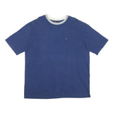 TOMMY HILFIGER Mens Blue Crew Neck T-Shirt XL Cotton Blend Casual Short Sleeve