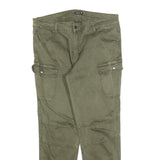 CHICOREE Womens Cotton Blend Olive Slim Cargo Trousers W34 L26 Casual Zip