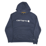 CARHARTT Mens Navy Blue Logo Print Pullover Hoodie 2XL Cotton Blend Casual