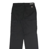 DICKIES Mens Black Regular Straight Polyester Blend Trousers W30 L32 Zip Closure