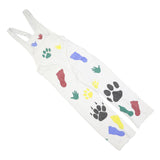 Womens White Cotton Blend Dungarees Loose Fit Plain S W30 L27 Printed Hand Paw