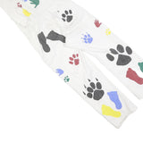 Womens White Cotton Blend Dungarees Loose Fit Plain S W30 L27 Printed Hand Paw