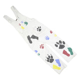 Womens White Cotton Blend Dungarees Loose Fit Plain S W30 L27 Printed Hand Paw