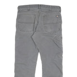 DICKIES Mens Cotton Blend Grey Regular Straight Trousers W33 L28 Workwear Zip