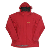 JACK WOLFSKIN Womens Red Outdoor Jacket UK 16 Polyamide Waterproof Zip Hooded
