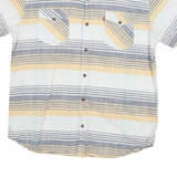 LEVI'S Mens Blue & Beige Striped Casual Shirt L Cotton Blend Summer Style