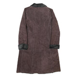 DANIER Womens Brown Leather Jacket M Shearling Button Coat Classic Stylish