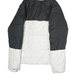 NIKE Mens Black & White Zip Up Puffer Jacket S Polyester Therma-Fit Hooded