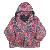 RODEO Girls Pink Purple Graphic Print Jacket M Polyester Blend Zip Hooded