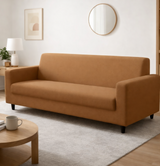Anyseat 3-Seater Sofa Cover – Plain Caramel Style Slipcover for Living Room Chair Protection