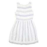 FAT FACE Womens White & Blue Striped Day Cotton Blend Sleeveless Knee Length