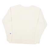 CHAMPION Womens White Cotton Blend Crew Neck Sweatshirt L Classic Logo Print