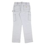 CARHARTT Fleece Lined Womens White Regular Straight Carpenter Trousers W29 L30