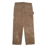 DICKIES Mens Cotton Blend Brown Regular Straight Trousers W34 L30 Workwear