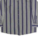 GEOFFREY BEAN Mens Blue & White Striped Shirt L Cotton Long Sleeve Button