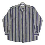 GEOFFREY BEAN Mens Blue & White Striped Shirt L Cotton Long Sleeve Button