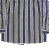 GEOFFREY BEAN Mens Blue & White Striped Shirt L Cotton Long Sleeve Button