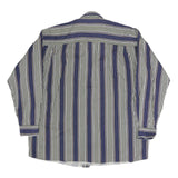 GEOFFREY BEAN Mens Blue & White Striped Shirt L Cotton Long Sleeve Button