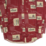 CHAPS Mens Red & Beige Pattern Cotton Shirt M Button-Down Casual Long Sleeve
