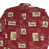 CHAPS Mens Red & Beige Pattern Cotton Shirt M Button-Down Casual Long Sleeve