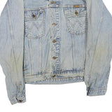 WRANGLER Mens Blue Denim Jacket L Cotton Blend Button Classic Vintage Western