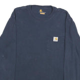 CARHARTT Mens Blue Long Sleeve T-Shirt S Crew Neck Cotton Pocket