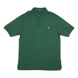 POLO RALPH LAUREN Mens Green Yellow Pony Short Sleeve Plain Polo Shirt L