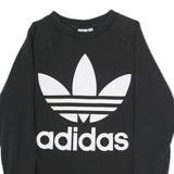 ADIDAS Womens Black Crew Neck UK 10 Sweatshirt Cotton Blend Logo Pullover