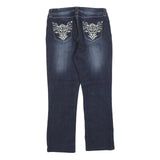 SOKU Womens Jeans Blue Regular Straight Denim Medium W30 L28 Embroidered Back