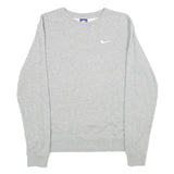 NIKE Mens Grey Cotton Crew Neck Sweatshirt M Plain Pullover Logo
