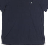 NAUTICA Mens Navy Blue Short Sleeve Plain L Cotton Polo Shirt Casual
