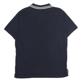 NAUTICA Mens Navy Blue Short Sleeve Plain L Cotton Polo Shirt Casual