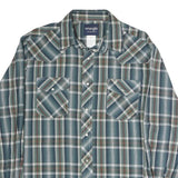 WRANGLER Mens Blue Green & Brown Plaid Western Shirt L Long Sleeve Cotton Casual