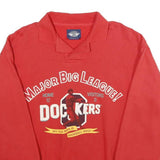 DOCKERS Mens Red Major Big League Polo Collar S Baseball Sweatshirt